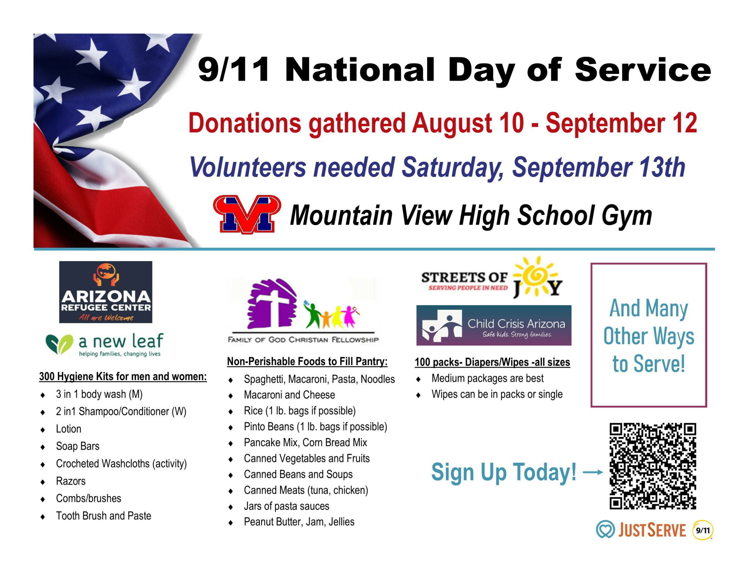 9/11 National Day of Service Donations Needed